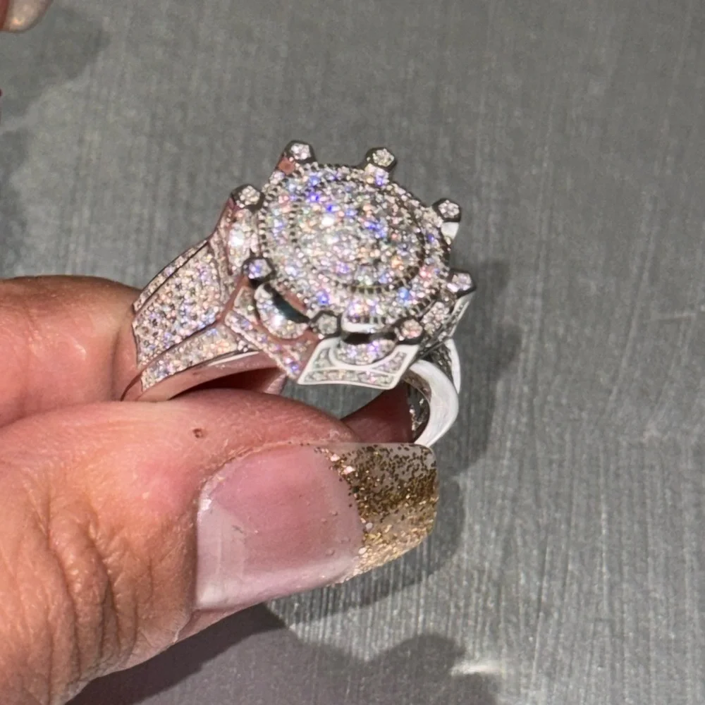 14k gold vermeil Real Moissanite diamond ring for men, 100% passes diamond tests - Picture 3 of 6